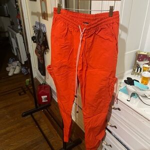 Vibrant Orange Cargo Pants with Relaxed Fit